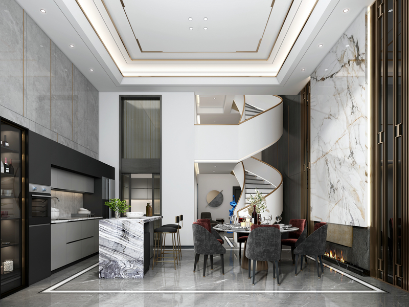 萬科五龍山400平別墅輕奢設計餐廳