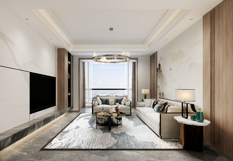 怡豐新城230平新中式設計客廳