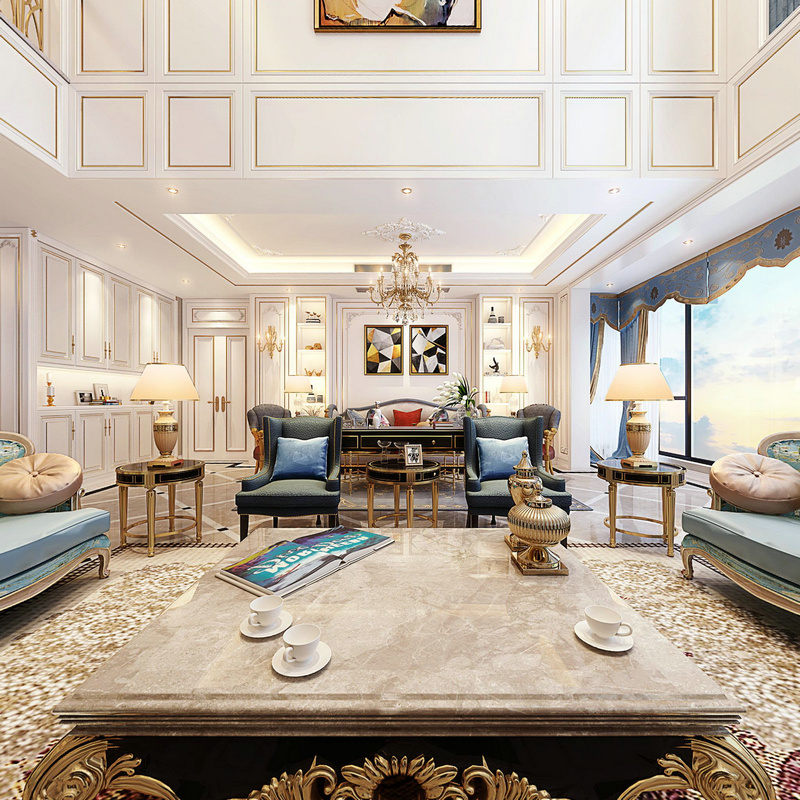 雅居樂500平歐式設計客廳