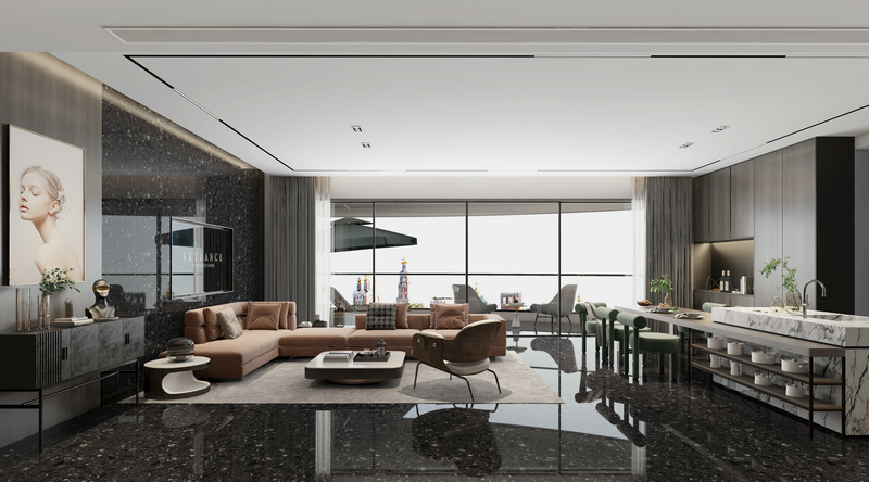 麓山國際茵特拉肯255大平層設(shè)計(jì)客廳