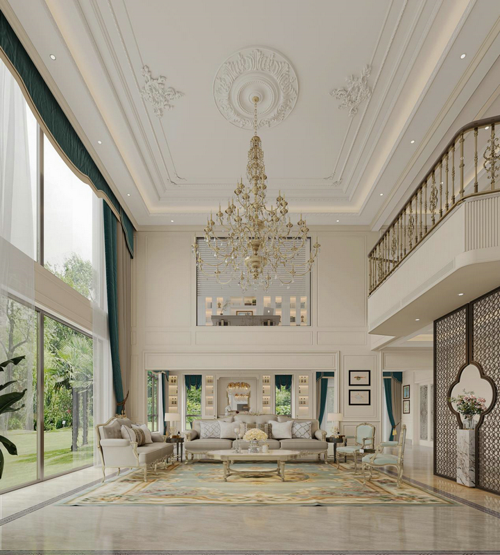 電建·洺悅府800平別墅設計客廳