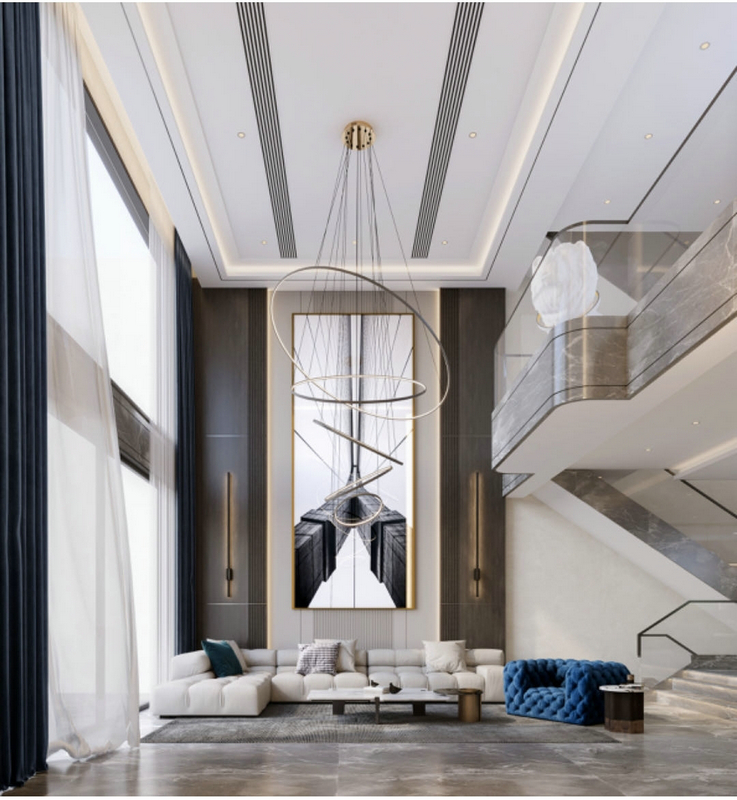 桂溪歐苑別墅設計客廳樓梯