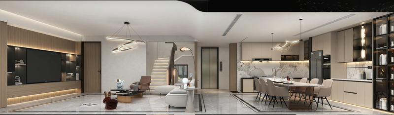 中南樾府別墅設(shè)計-現(xiàn)代輕奢-460餐廳