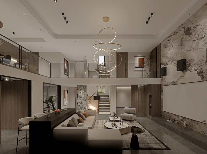 中南樾府-現代輕奢-280平客廳