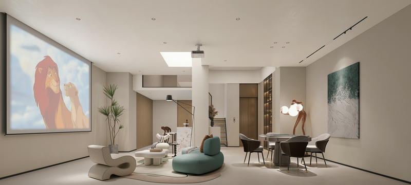 濱江天越別墅348平現(xiàn)代極簡影音室