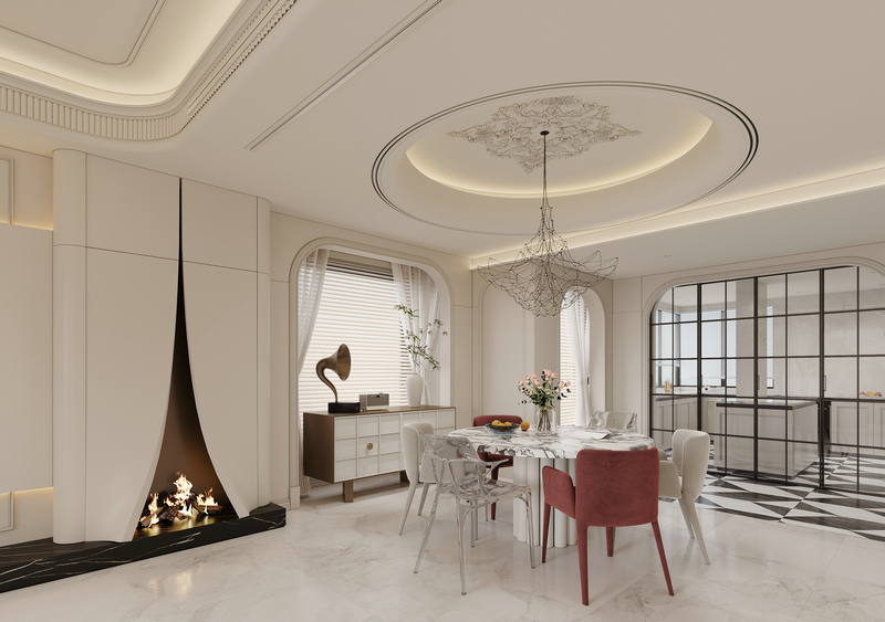 和今緣255平別墅設(shè)計|時尚法式餐廳