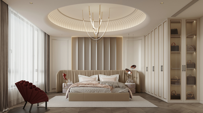 和今緣255平別墅設(shè)計|時尚法式主臥