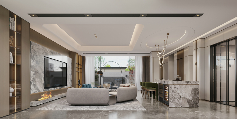 仟坤院子別墅343平現代輕奢客廳
