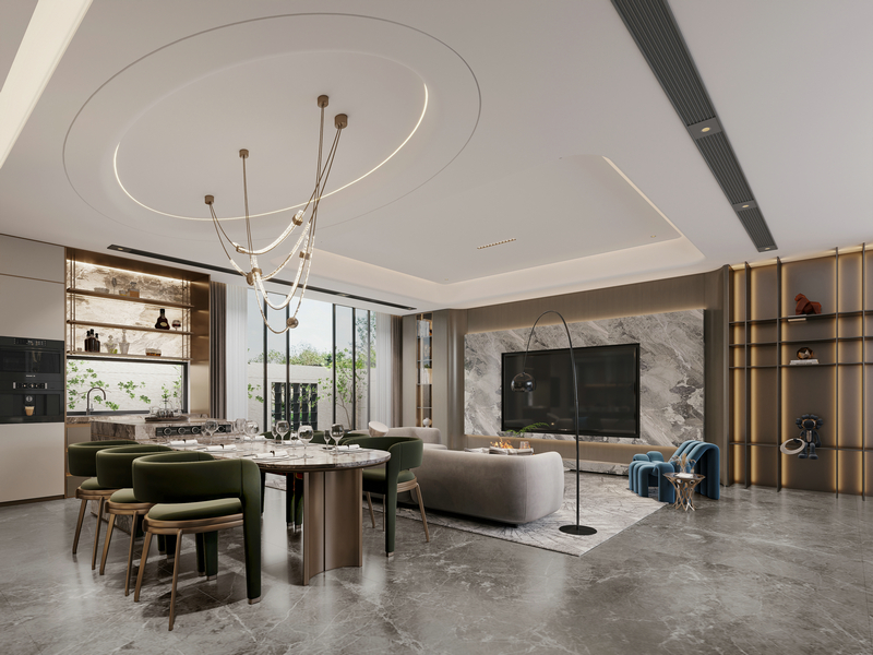 仟坤院子別墅343平現代輕奢客餐廳