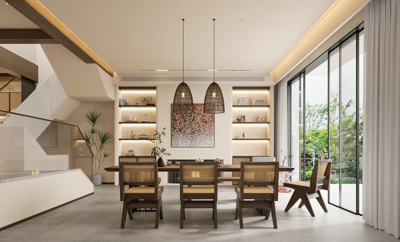 月映長灘300平別墅設計|自然詫寂茶室